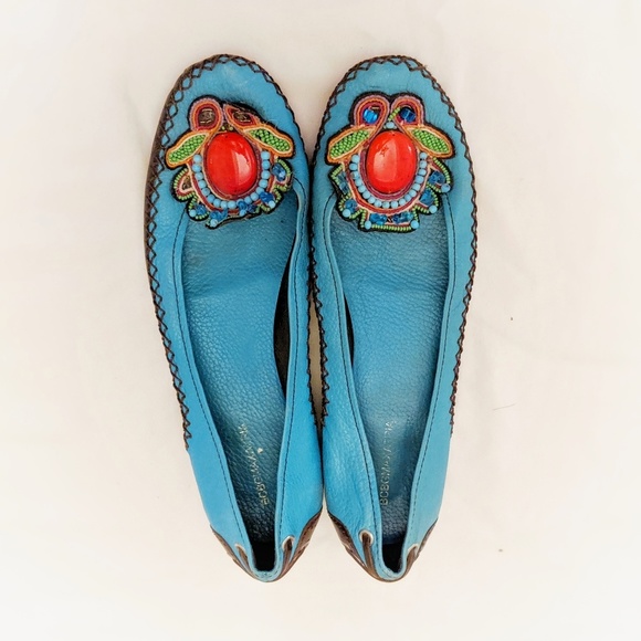 BCBGMaxAzria Shoes - BCBGMaxAzria Turquoise Blue Leather Mocassins